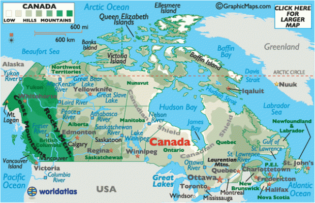 карта канады